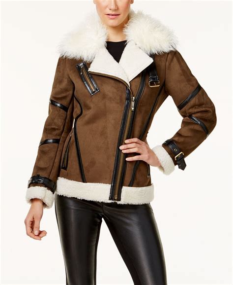 michael kors missy faux shearling trim jacket|Michael Kors jackets for women.